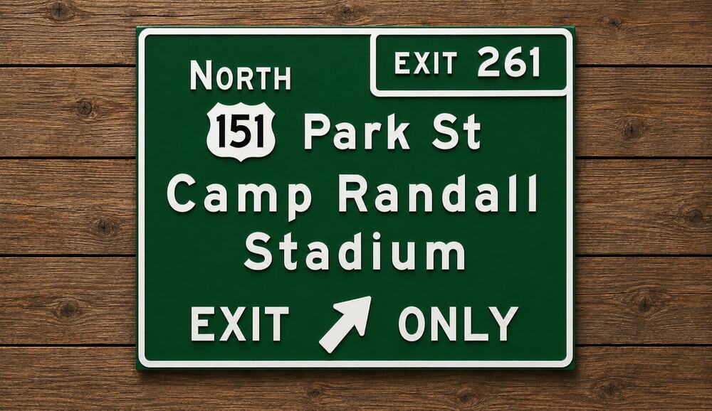 Camp Randall Stadium Road Sign Wisconsin Badgers Football Madison Bucky